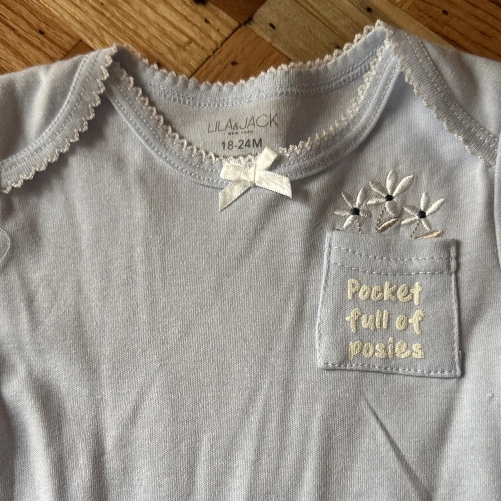 Lila & Jack Blue and Cream Kids Bodysuit Set